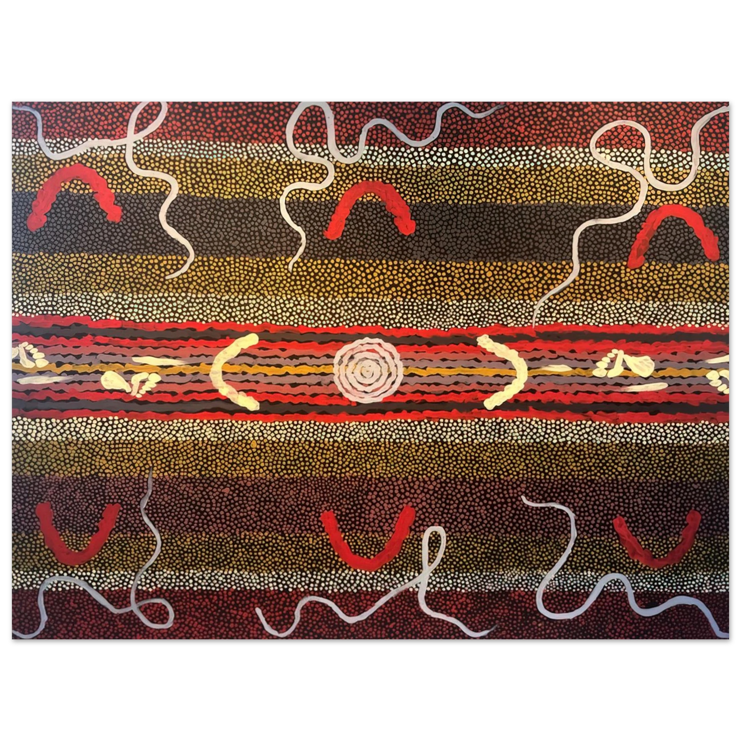 Clifford Possum Tjapaltjarri - Men's Maliyarre Initiation Ceremony - 1999 75x100 cm / 30x40inches Fine Art Poster