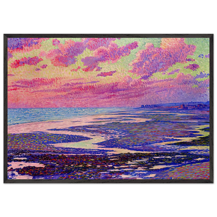THE BEACH AT AMBLETEUSE AT LOW TIDE 1900 - Theo van Rysselberghe 70x100 cm / 28x40 inches Framed Art Print – Black Wooden Frame