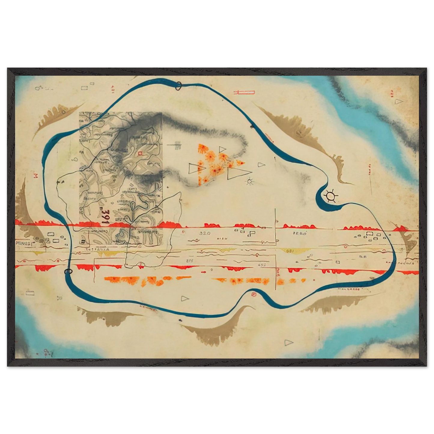 Cosmic Map - 1930 - Bruno Munari 70x100 cm / 28x40 inches Framed Art Print – Black Wooden Frame