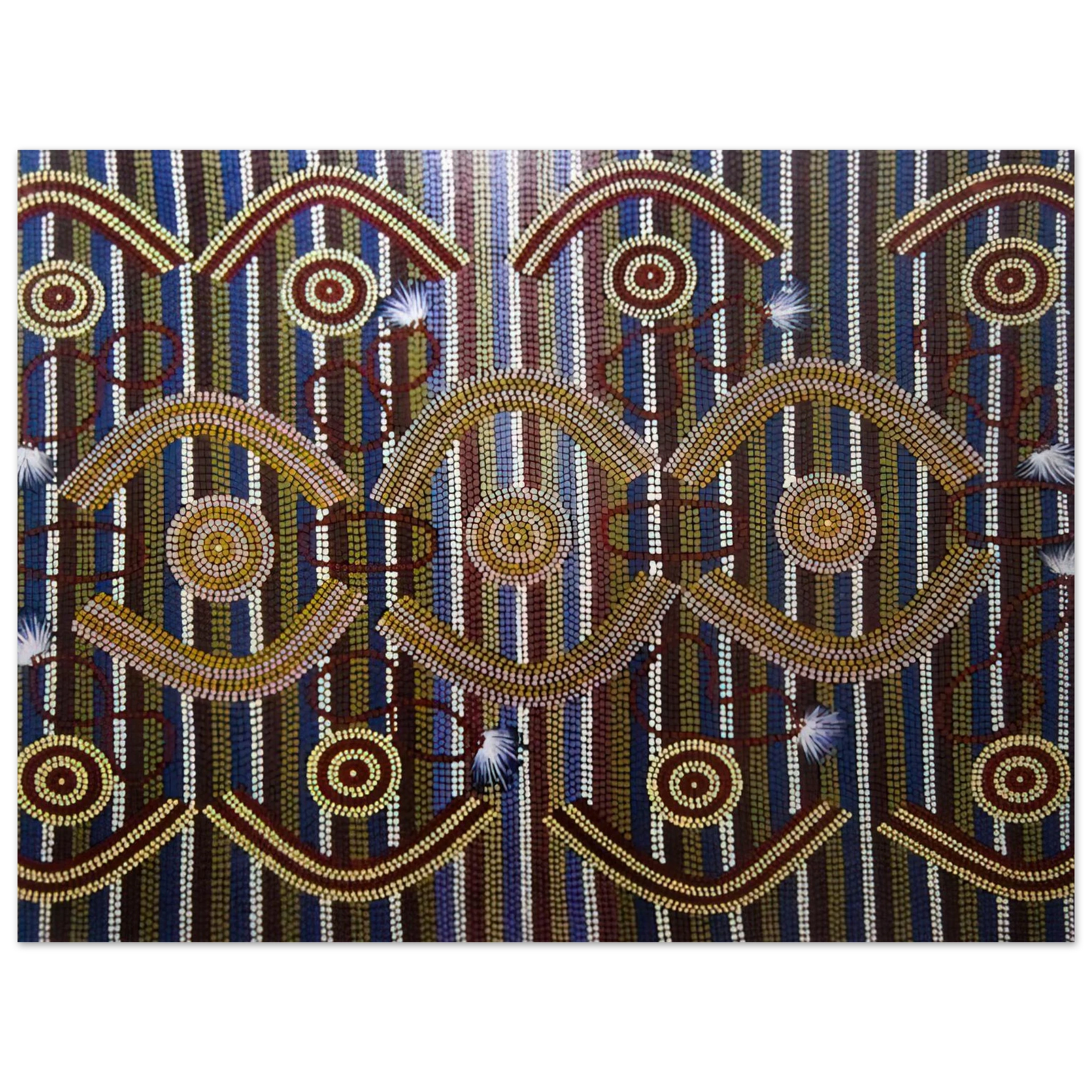 Clifford Possum Tjapaltjarri - Anmatyerre Ceremonial Designs Associated with the Rockhole Site Intankangu - 1982 75x100 cm / 30x40inches Fine Art Poster