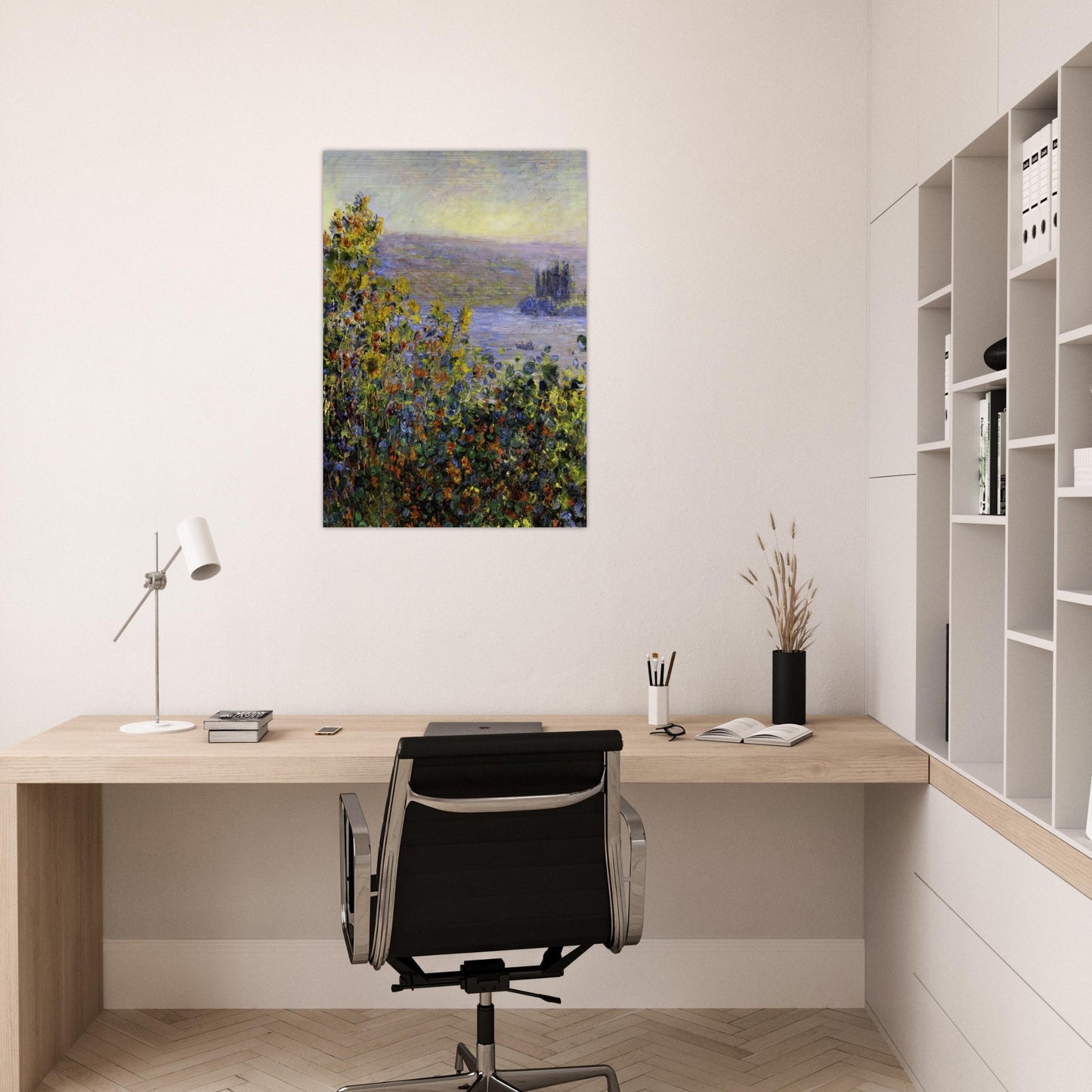 Flowers Beds at Vetheuil - claude monet Brushed Aluminum Print - 70x100 cm / 28x40 inches | claude monet Aluminum Print | claude monet Prints