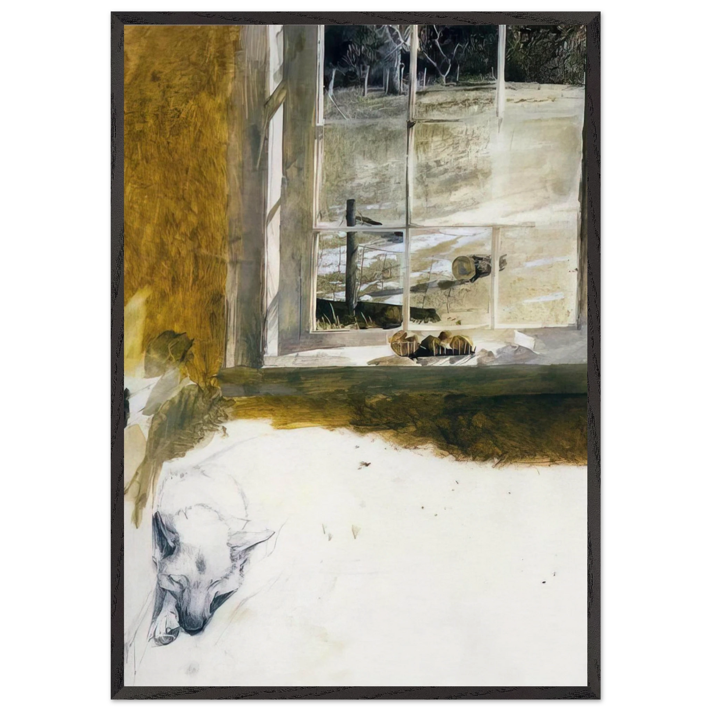 GROUNDHOG DAY 3 - Andrew Wyeth 70x100 cm / 28x40 inches Framed Art Print – Black Wooden Frame