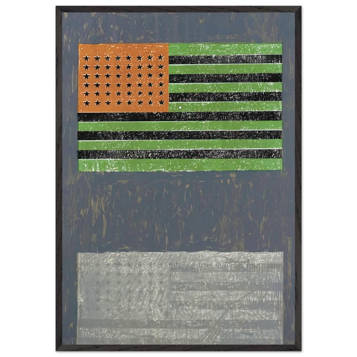 FLAGS ULAE 42 - Jasper Johns 70x100 cm / 28x40 inches Framed Art Print – Black Wooden Frame
