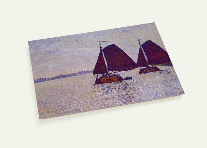 BARGES ON THE RIVER SCHELDT 1892 By Theo van Rysselberghe Pack of 10 Post Cards | Theo van Rysselberghe Post Cards | A6 (10.5 x 14.8 cm) - 4.1 x 5.8 inches