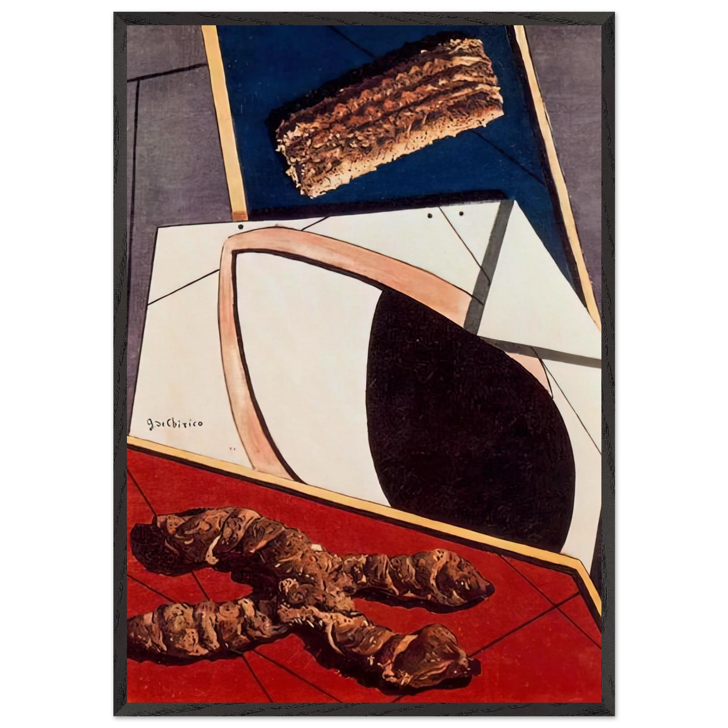 GREETINGS FROM A DISTANT FRIEND - Giorgio de Chirico 70x100 cm / 28x40 inches Framed Art Print – Black Wooden Frame