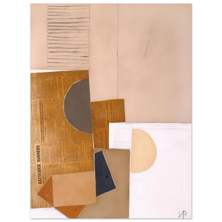 Victor Pasmore - Abstract in White, Grey and Ochre - 1949 75x100 cm / 30x40inches Fine Art Poster