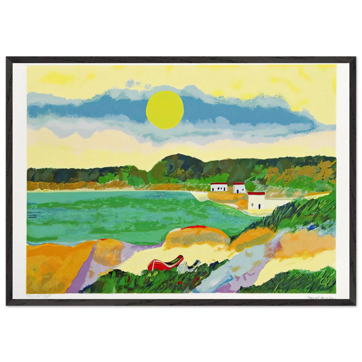 Marinha Com Casas - Post-Impressionism - Aldemir Martins 70x100 cm / 28x40 inches Framed Art Print – Black Wooden Frame