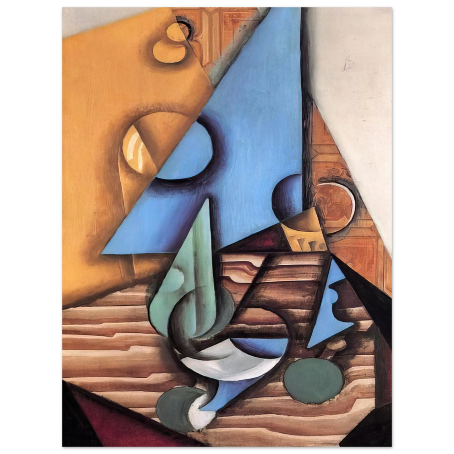 Juan Gris - BOTTLE AND GLASS ON A TABLE 1914 75x100 cm / 30x40inches Fine Art Poster