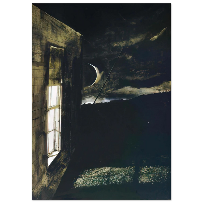 Andrew Wyeth - CRESCENT MOON Wall Art - 30x40 cm / 12x16 inches - Premium Wooden Framed Poster With Fine Art Paper-canvas - Black frame