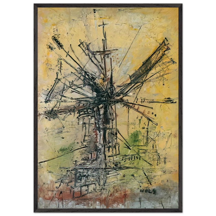 The Windmill - 1951 - Wols 70x100 cm / 28x40 inches Framed Art Print – Black Wooden Frame