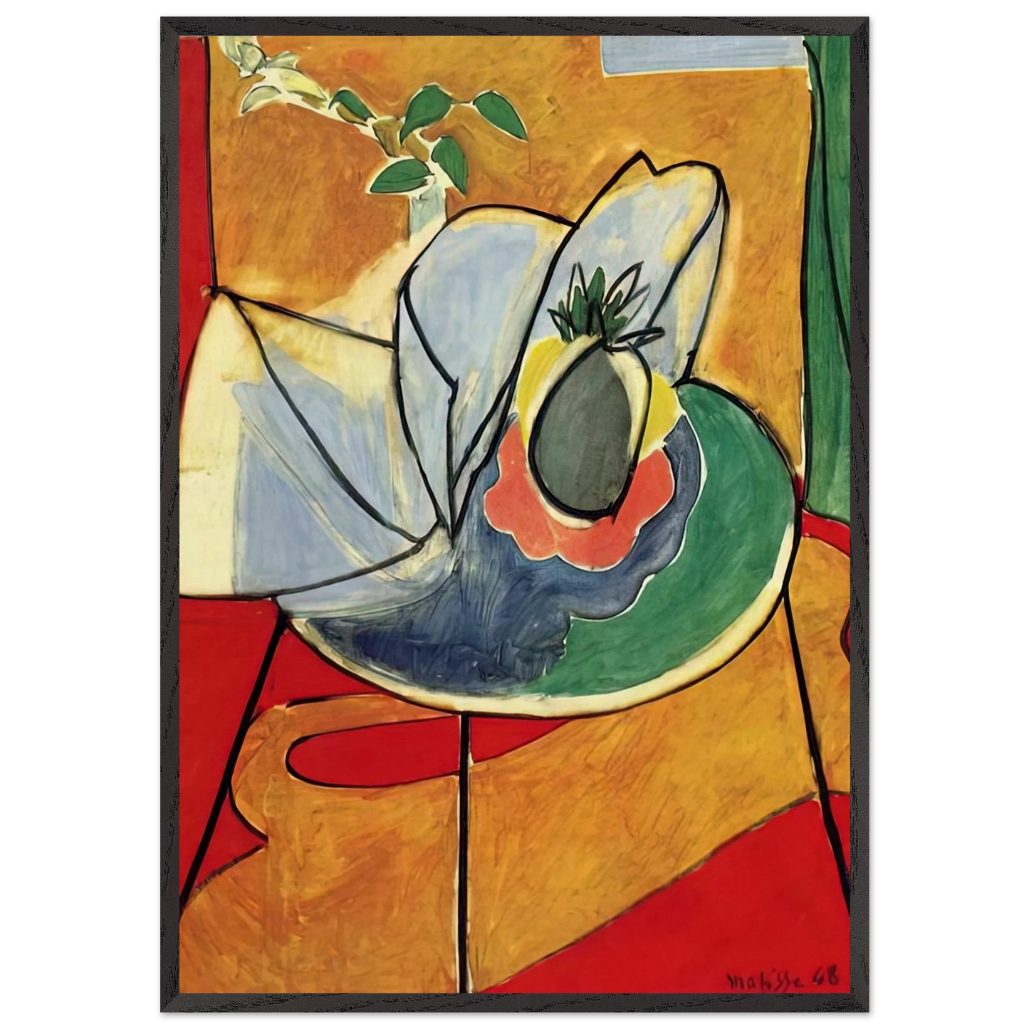 THE PINAPPLE 1948 - Henri Matisse 70x100 cm / 28x40 inches Framed Art Print – Black Wooden Frame