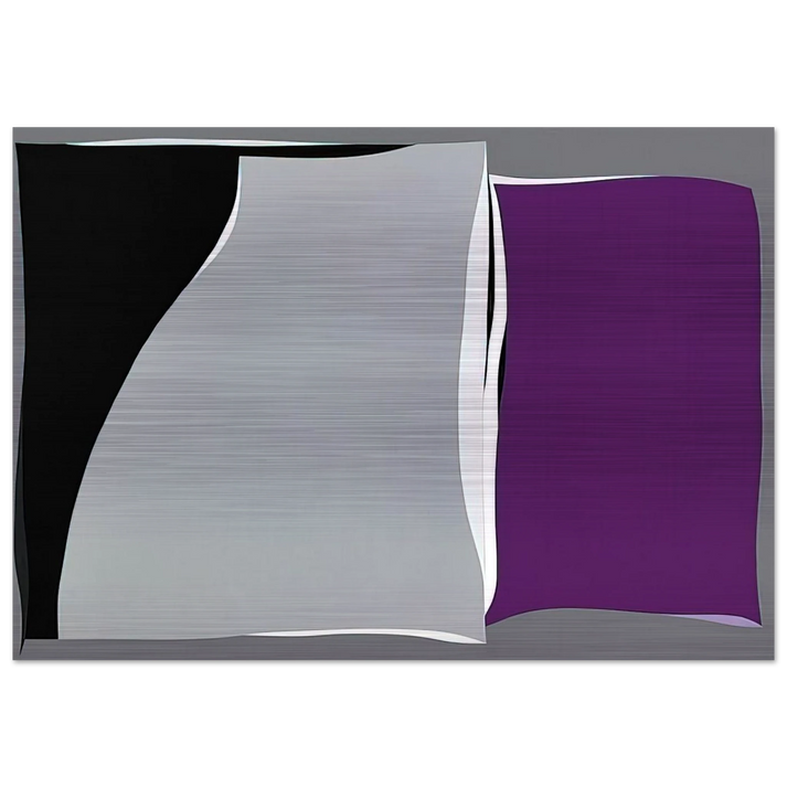 Black Gray Curves with Purple - 1960 - Karl Benjamin Brushed Aluminum Print - 70x100 cm / 28x40 inches | Karl Benjamin Aluminum Print | Karl Benjamin Prints