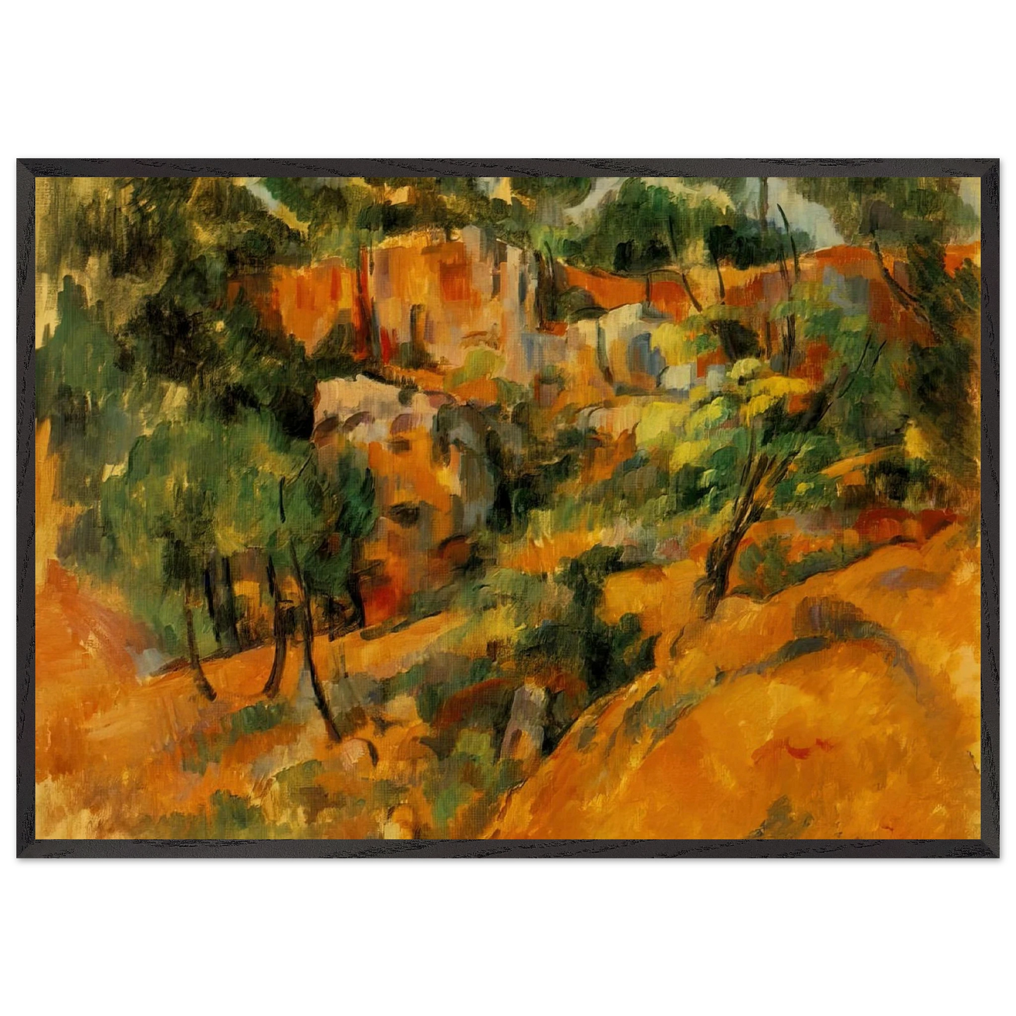 Corner of Quarry - Paul Cezanne 70x100 cm / 28x40 inches Framed Art Print – Black Wooden Frame