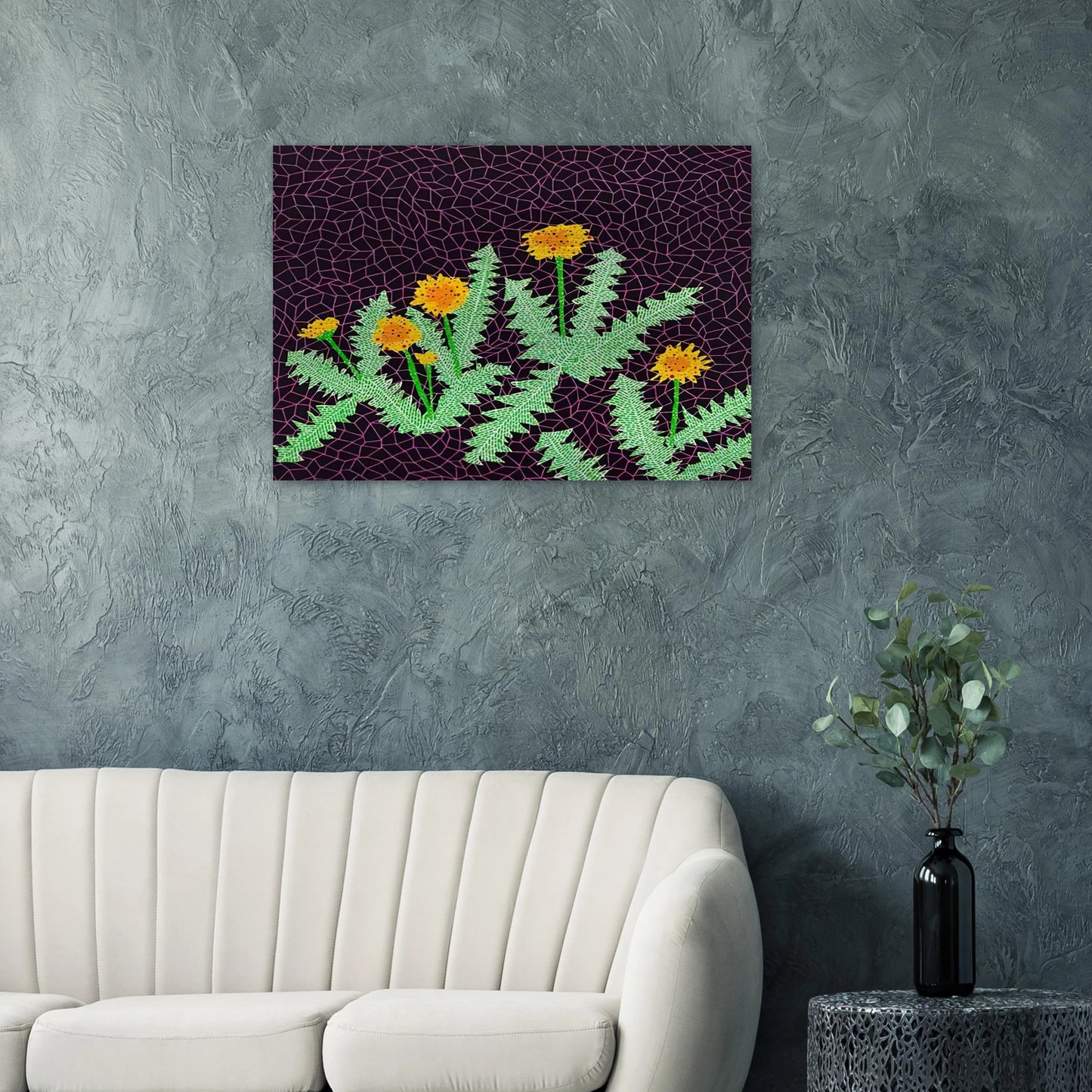 DANDELIONS 1985 - Yayoi Kusama Brushed Aluminum Print - 70x100 cm / 28x40 inches | Yayoi Kusama Aluminum Print | Yayoi Kusama Prints