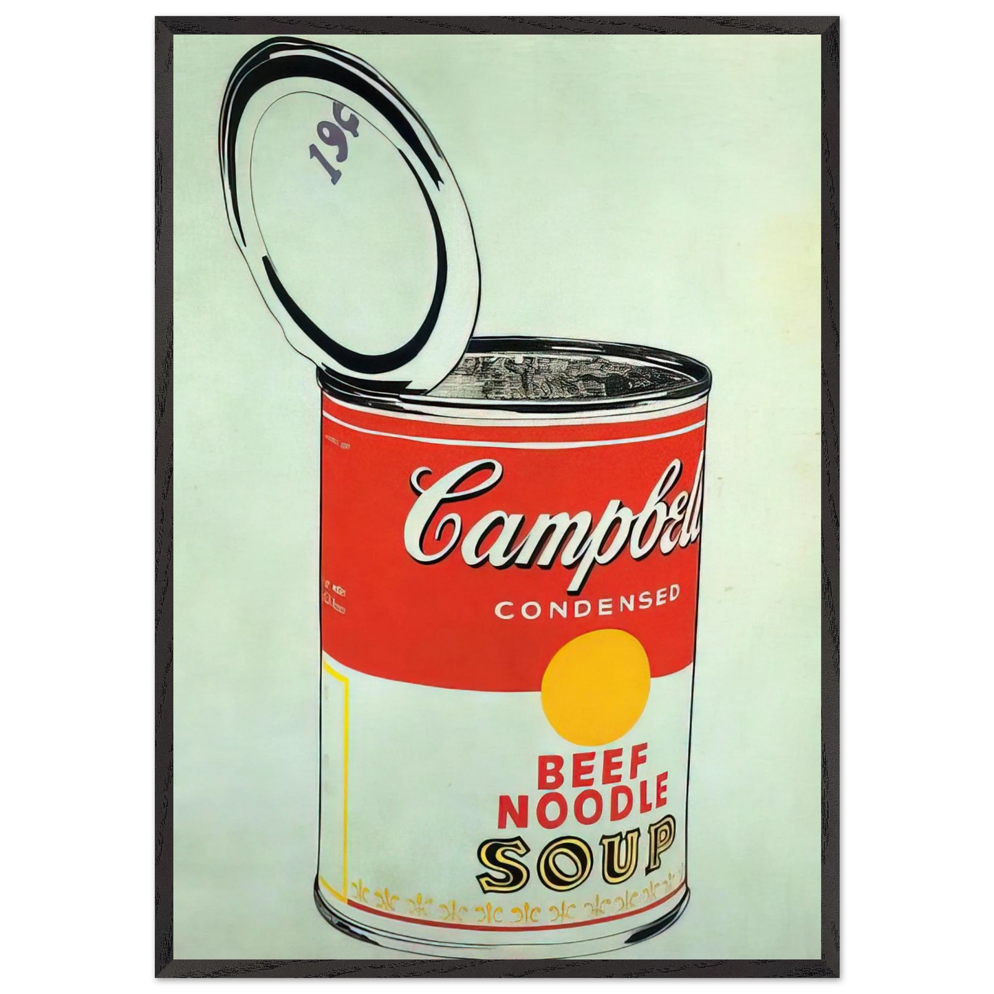 Big Campbells Soup Can 19c Beef Noodle - Andy Warhol 70x100 cm / 28x40 inches Framed Art Print – Black Wooden Frame