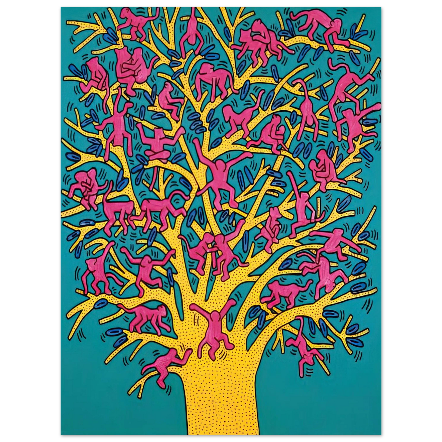 Keith Haring - THE TREE OF MONKEYS 75x100 cm / 30x40inches Fine Art Poster | Keith Haring Art For Sale