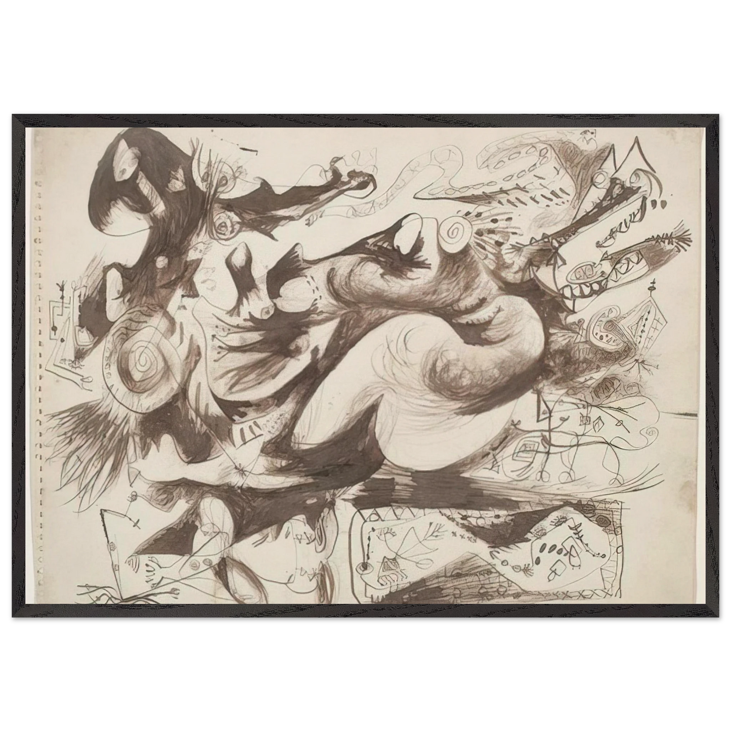 UNTITLED O CONNOR THAW 770 - Jackson Pollock 70x100 cm / 28x40 inches Framed Art Print – Black Wooden Frame