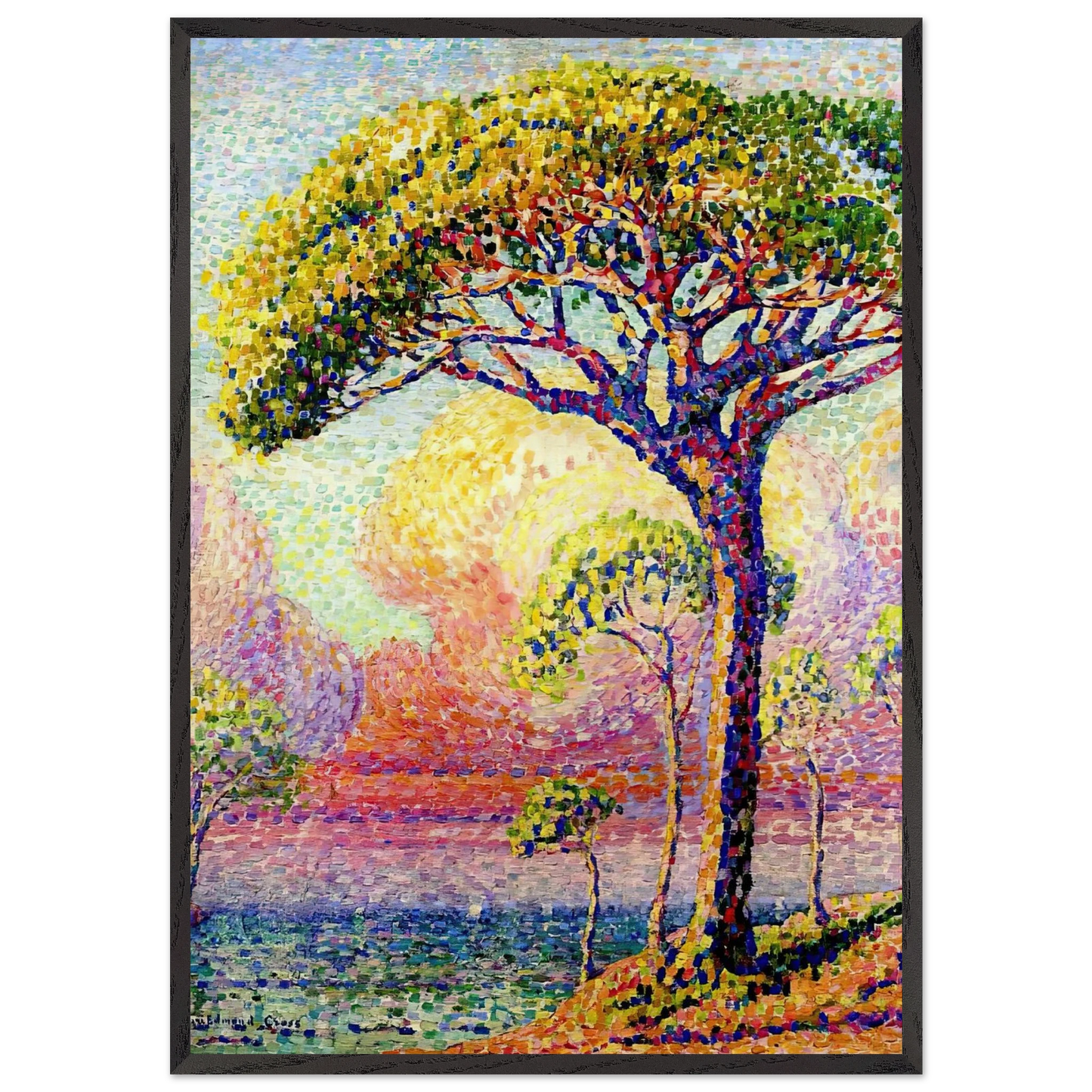 A Pine Tree - Henri-Edmond Cross 70x100 cm / 28x40 inches Framed Art Print – Black Wooden Frame