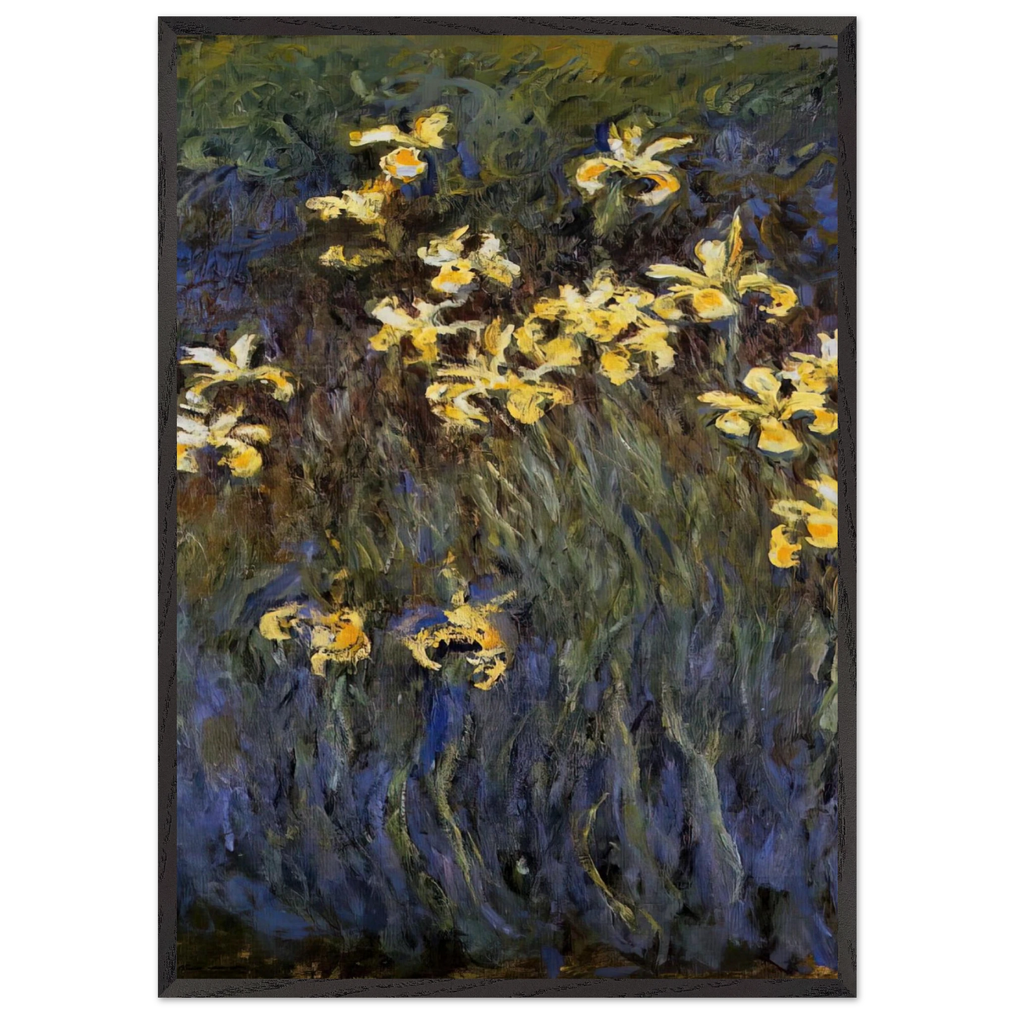 The Yellow Irises - claude monet 70x100 cm / 28x40 inches Framed Art Print – Black Wooden Frame