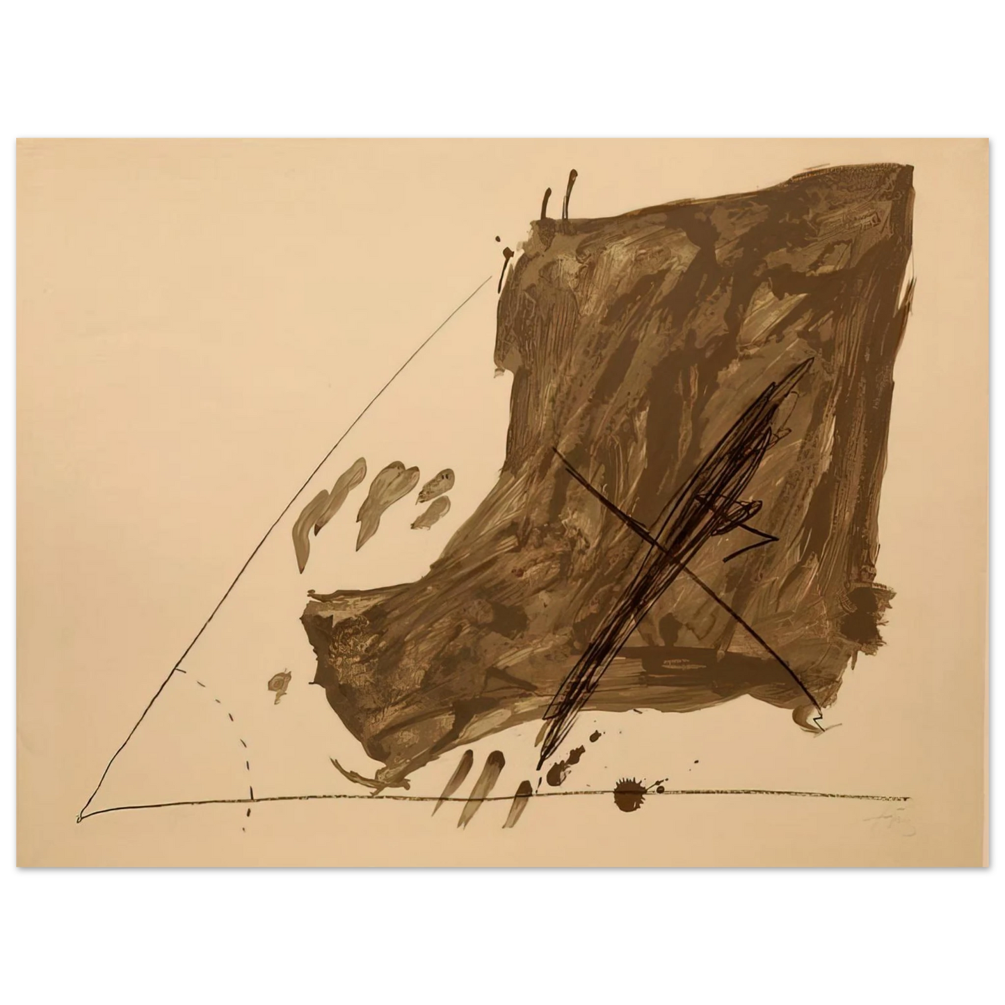 Antoni Tapies - ANGLE ET TACHES 1968 75x100 cm / 30x40inches Fine Art Poster