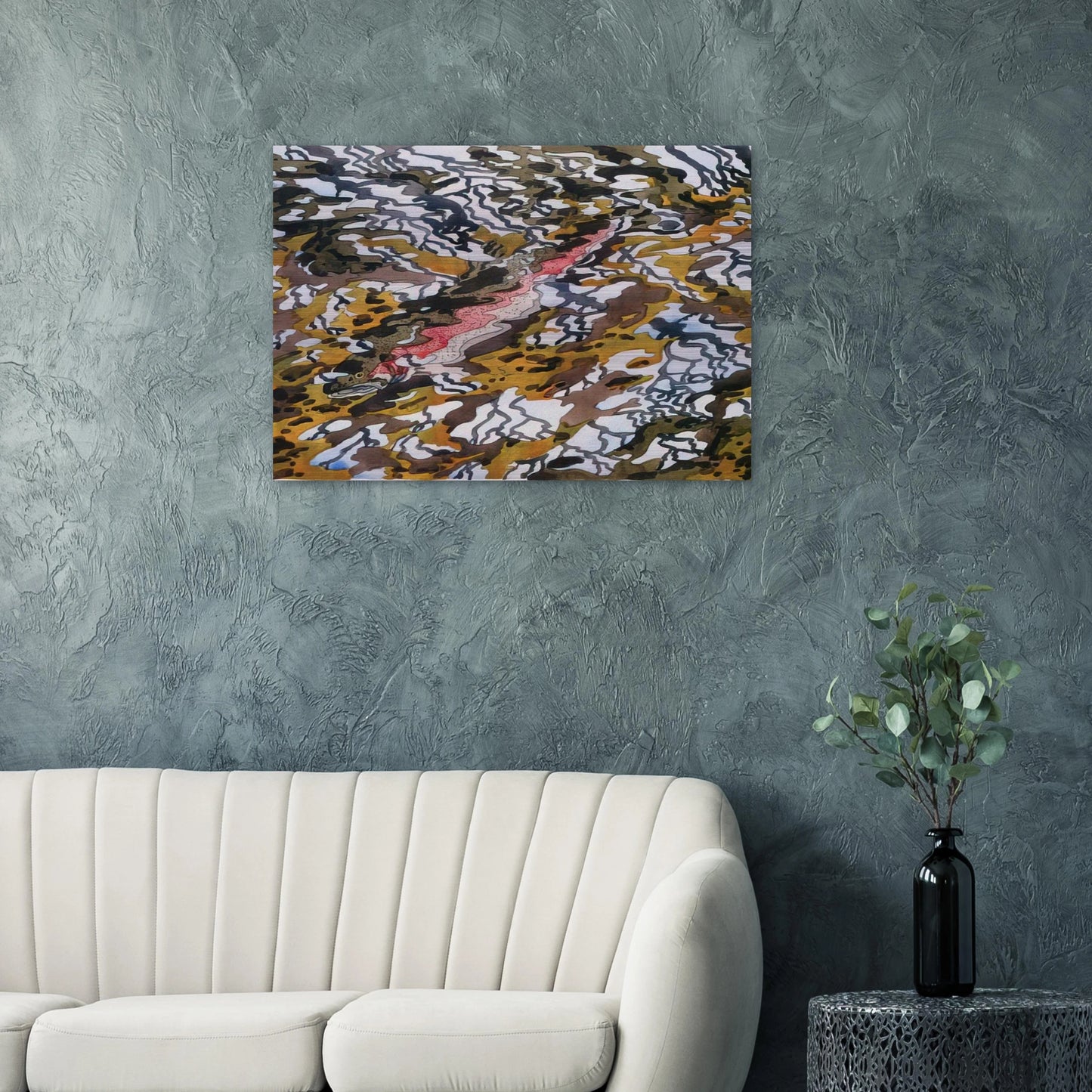 Trout and Reflected Tree - 1985 - Neil Welliver Brushed Aluminum Print - 70x100 cm / 28x40 inches | Neil Welliver Aluminum Print | Neil Welliver Prints
