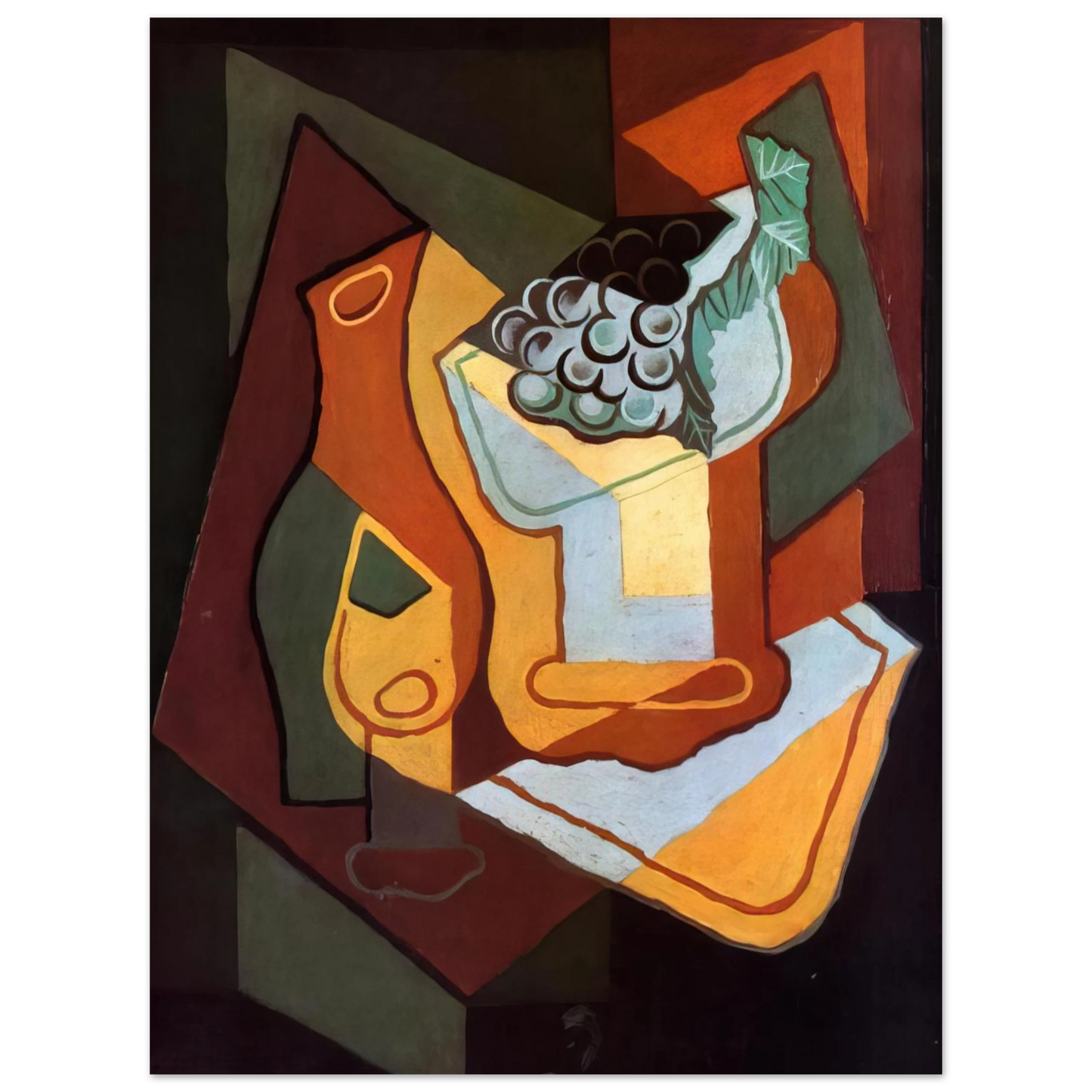 Juan Gris - BOTTLE WINE GLASS AND FRUIT BOWL 75x100 cm / 30x40inches Fine Art Poster