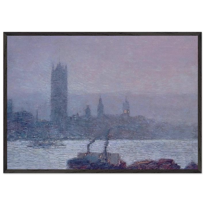 Houses of Parliament Early Evening - Childe Hassam 70x100 cm / 28x40 inches Framed Art Print – Black Wooden Frame