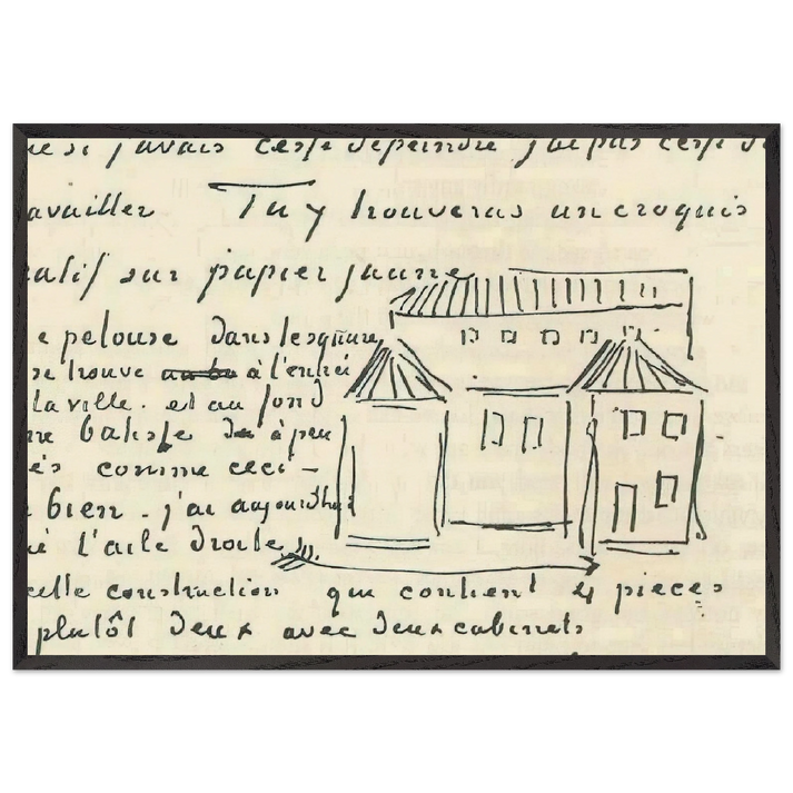 Vincents House - Vincent van Gogh 70x100 cm / 28x40 inches Framed Art Print – Black Wooden Frame