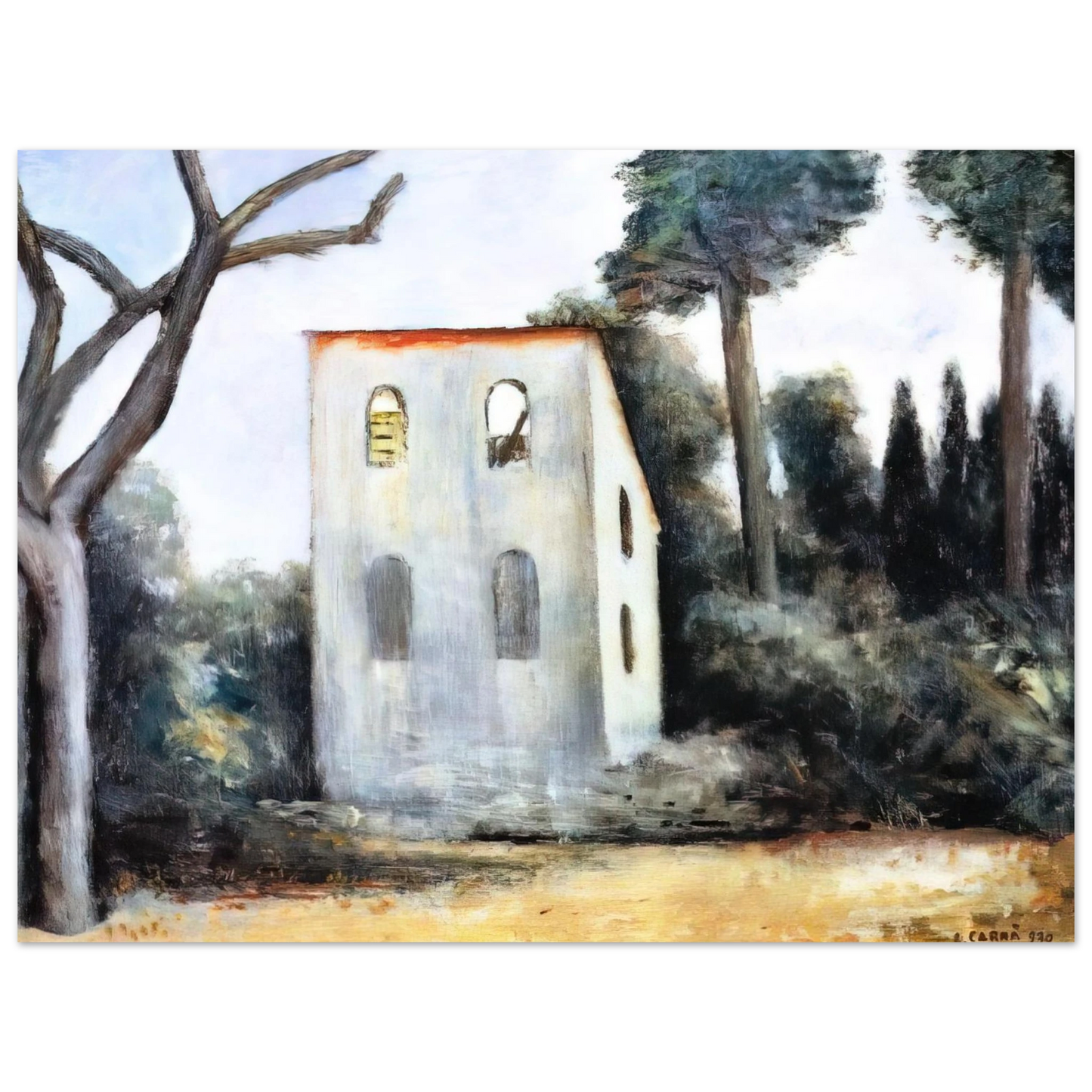 Carlo Carra - LA CASA ABBANDONATA 1930 75x100 cm / 30x40inches Fine Art Poster