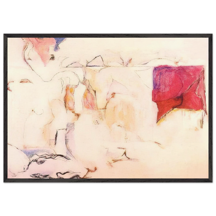 Untitled - Lyrical Abstraction N2 - Menez 70x100 cm / 28x40 inches Framed Art Print – Black Wooden Frame