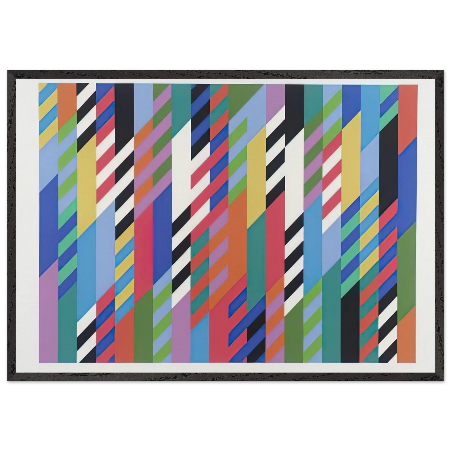 FETE 1989 - Bridget Riley 70x100 cm / 28x40 inches Framed Art Print – Black Wooden Frame