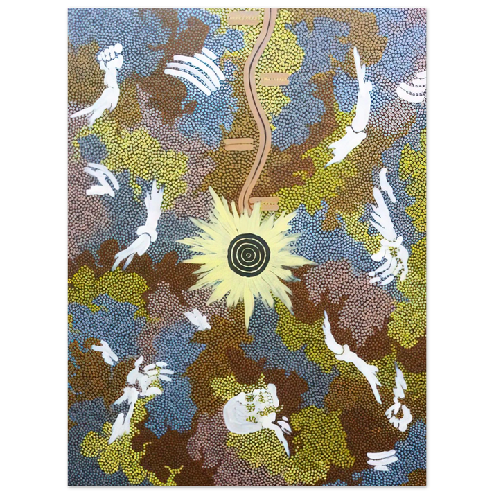 Clifford Possum Tjapaltjarri - Lightning Dreaming Mount Allen - 1990 75x100 cm / 30x40inches Fine Art Poster
