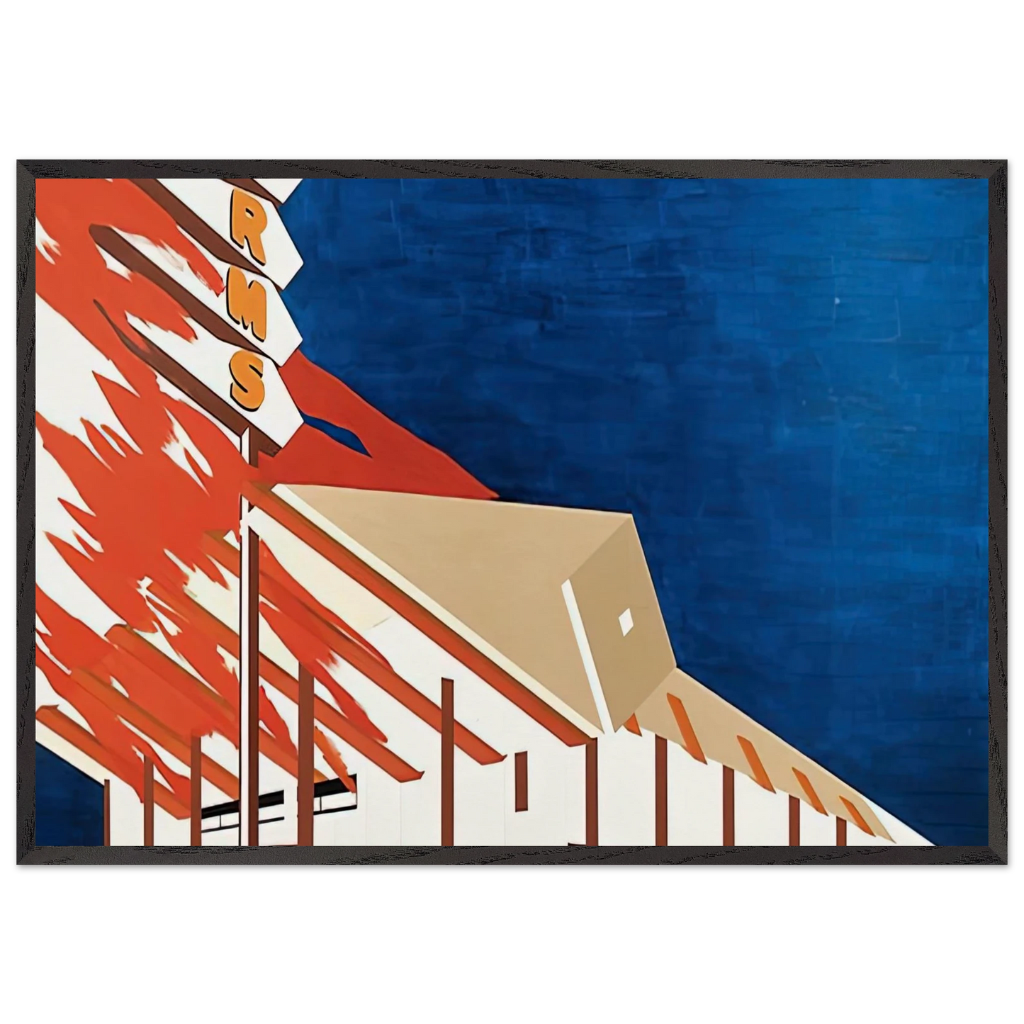 NORMS LA CIENAGA ON FIRE 1964 - Edward Ruscha 70x100 cm / 28x40 inches Framed Art Print – Black Wooden Frame
