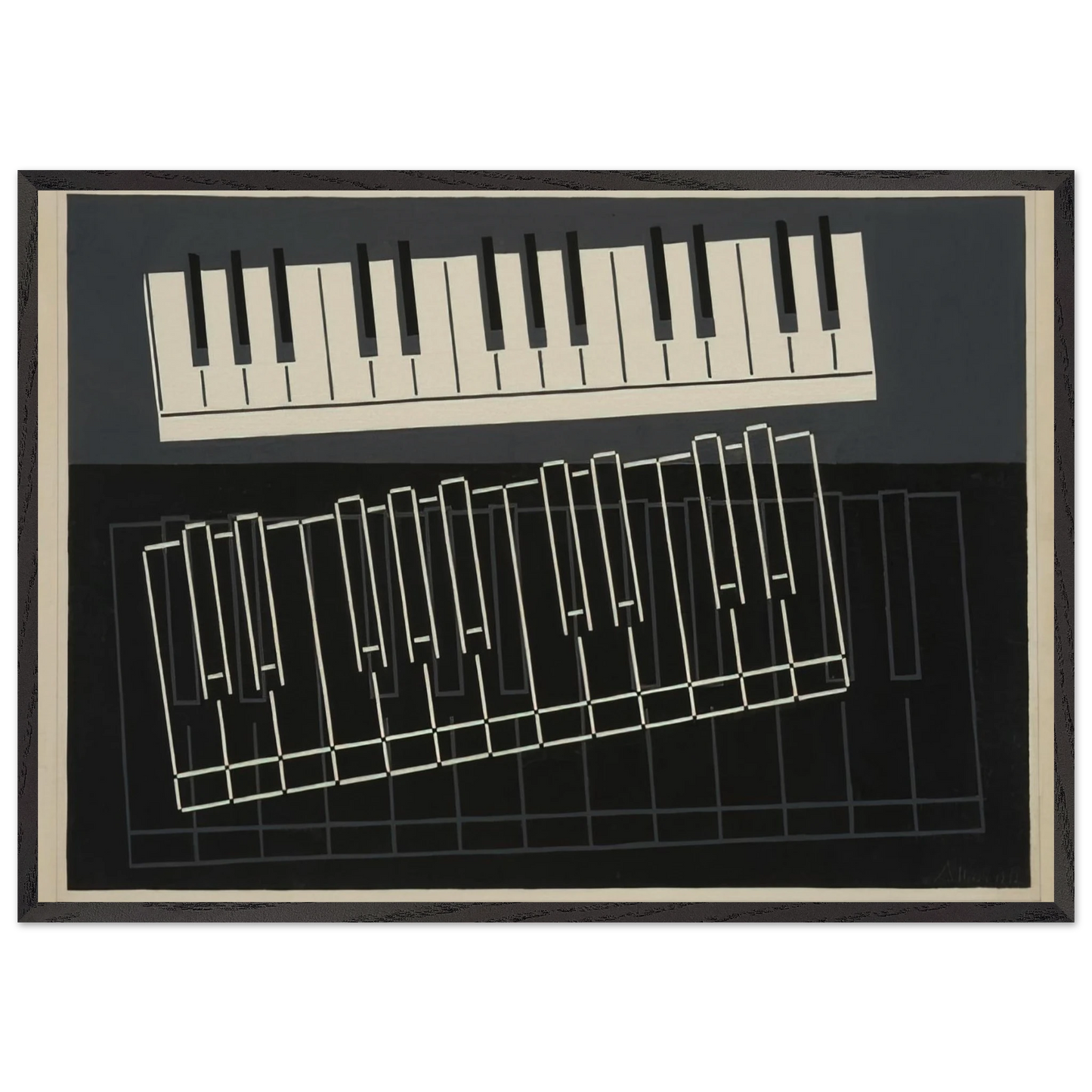 PIANO KEYS 1932 - Josef Albers 70x100 cm / 28x40 inches Framed Art Print – Black Wooden Frame