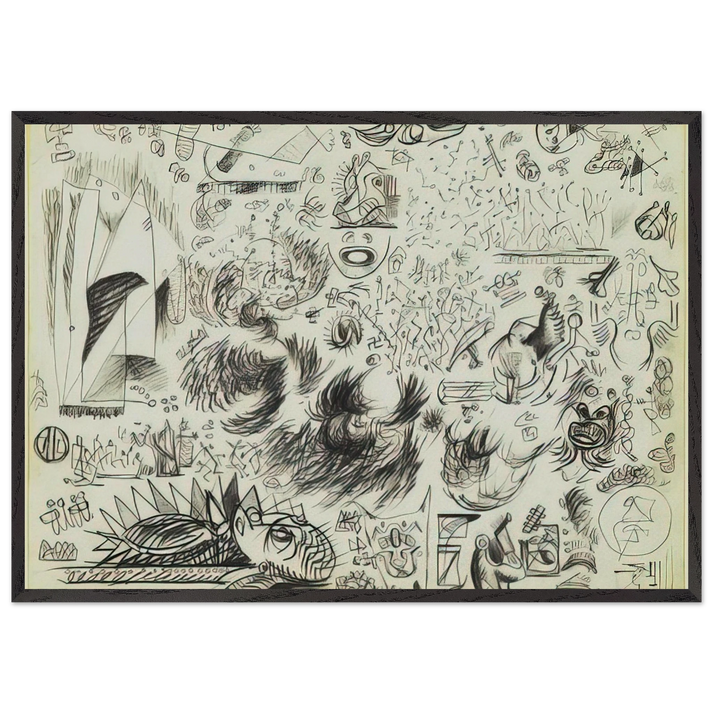SHEET OF STUDIES 1941 - Jackson Pollock 70x100 cm / 28x40 inches Framed Art Print – Black Wooden Frame