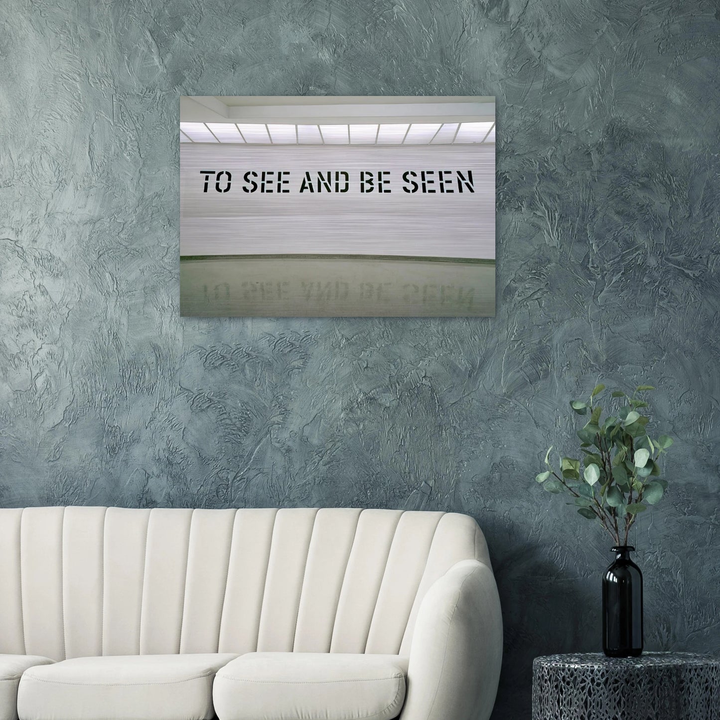 To See and Be Seen - 1972 - Lawrence Weiner Brushed Aluminum Print - 70x100 cm / 28x40 inches | Lawrence Weiner Aluminum Print | Lawrence Weiner Prints