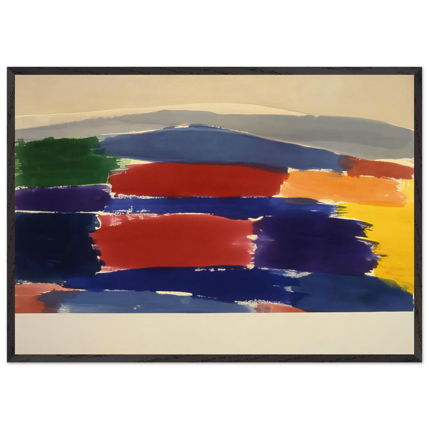 Village In The Moon - 1985 - Ronnie Landfield 70x100 cm / 28x40 inches Framed Art Print – Black Wooden Frame
