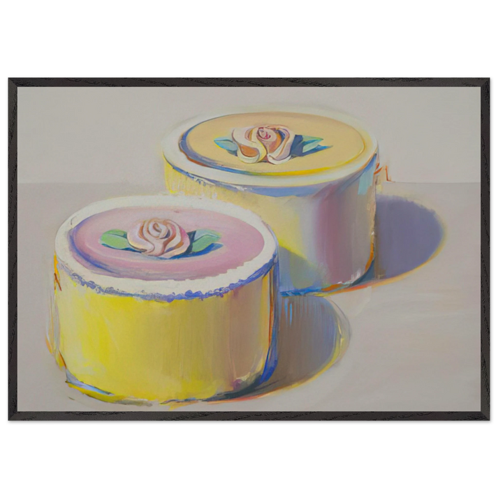 Rosebud Cakes - 1995 - Wayne Thiebaud 70x100 cm / 28x40 inches Framed Art Print – Black Wooden Frame