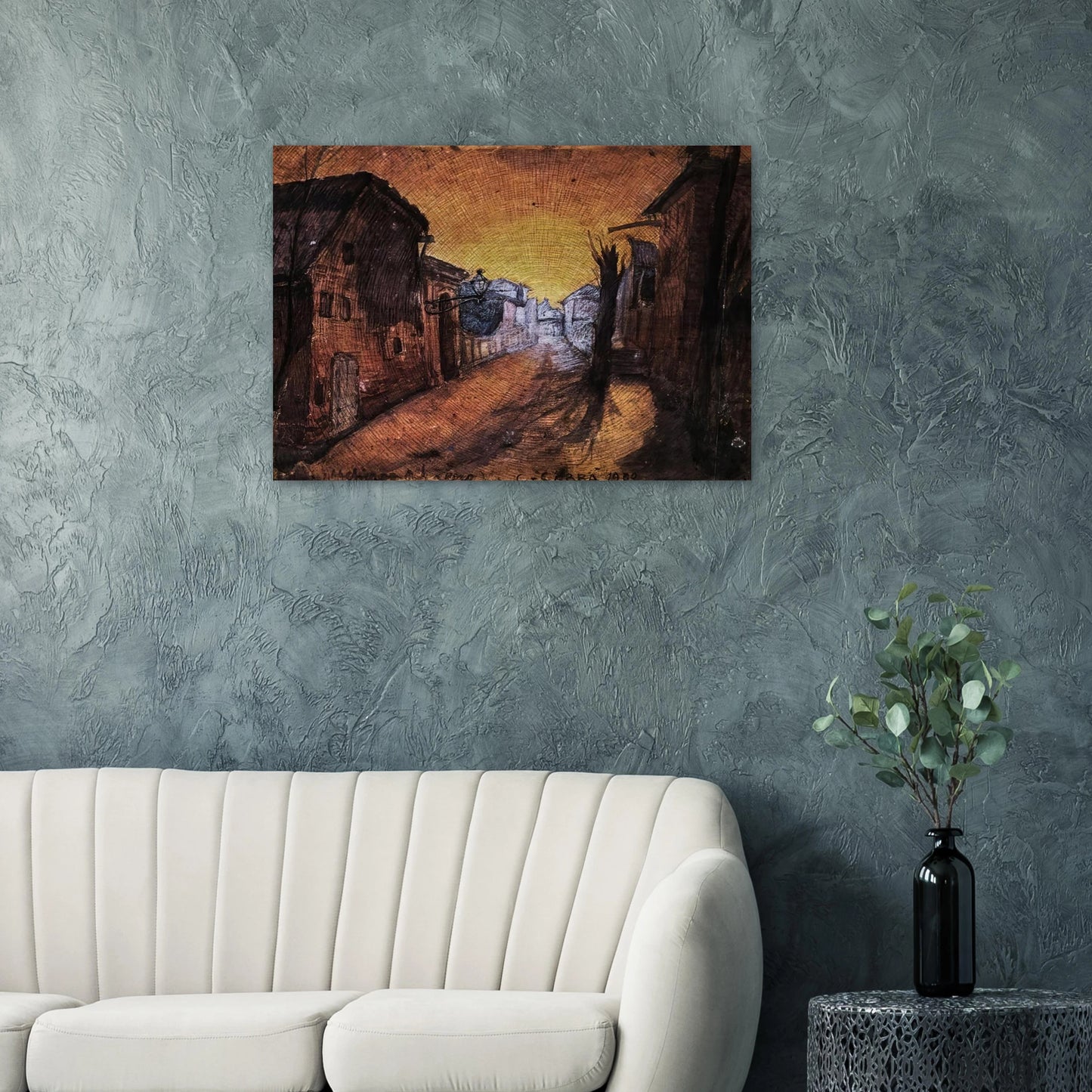 LA STRADA DI CASA 1900 - Carlo Carra Brushed Aluminum Print - 70x100 cm / 28x40 inches | Carlo Carra Aluminum Print | Carlo Carra Prints