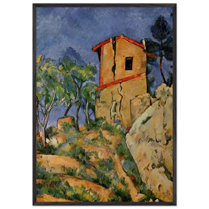 The House with the Cracked Walls - Paul Cezanne 70x100 cm / 28x40 inches Framed Art Print – Black Wooden Frame