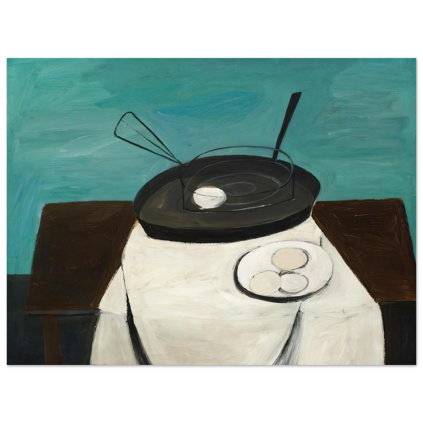 William Scott - Frying Pan and Basket - 1948 75x100 cm / 30x40inches Fine Art Poster