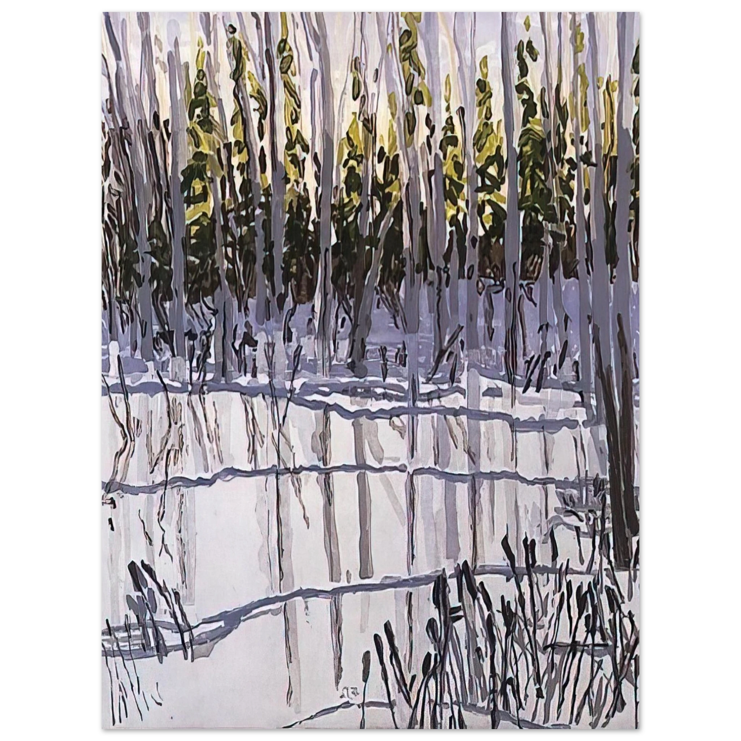 Neil Welliver - Trees Reflected on Ice - 2002 75x100 cm / 30x40inches Fine Art Poster