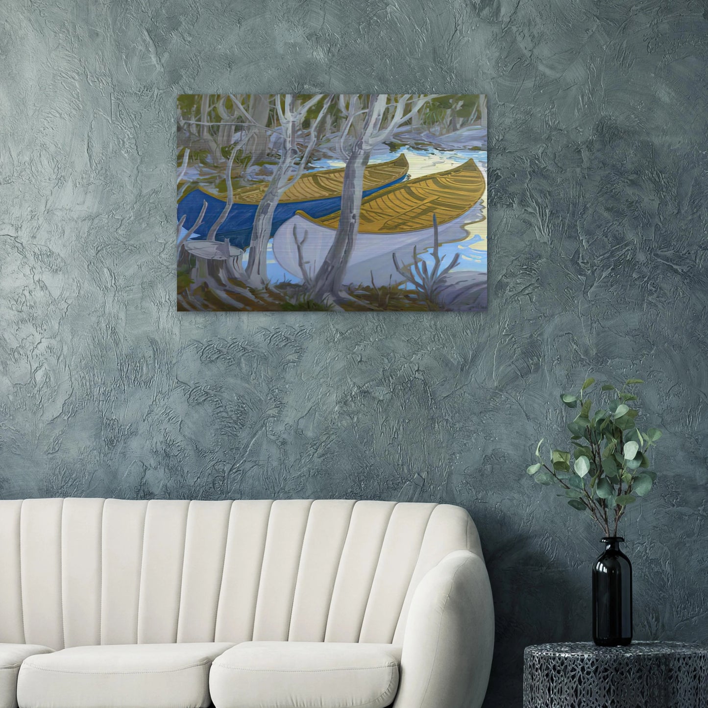Two Canoes - Contemporary Realism - Neil Welliver Brushed Aluminum Print - 70x100 cm / 28x40 inches | Neil Welliver Aluminum Print | Neil Welliver Prints