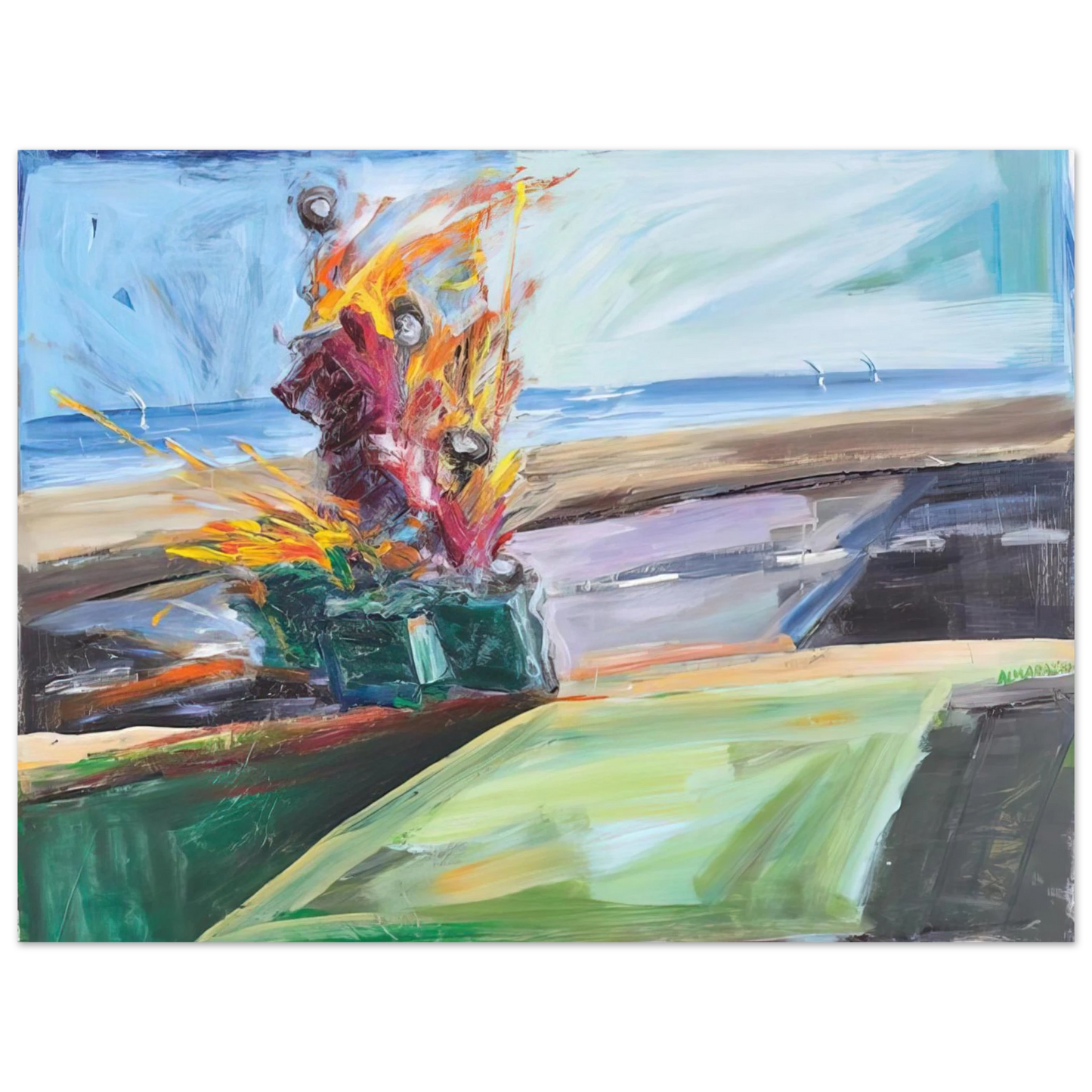 Carlos Almaraz - Untitled Car Crash - 1987 75x100 cm / 30x40inches Fine Art Poster