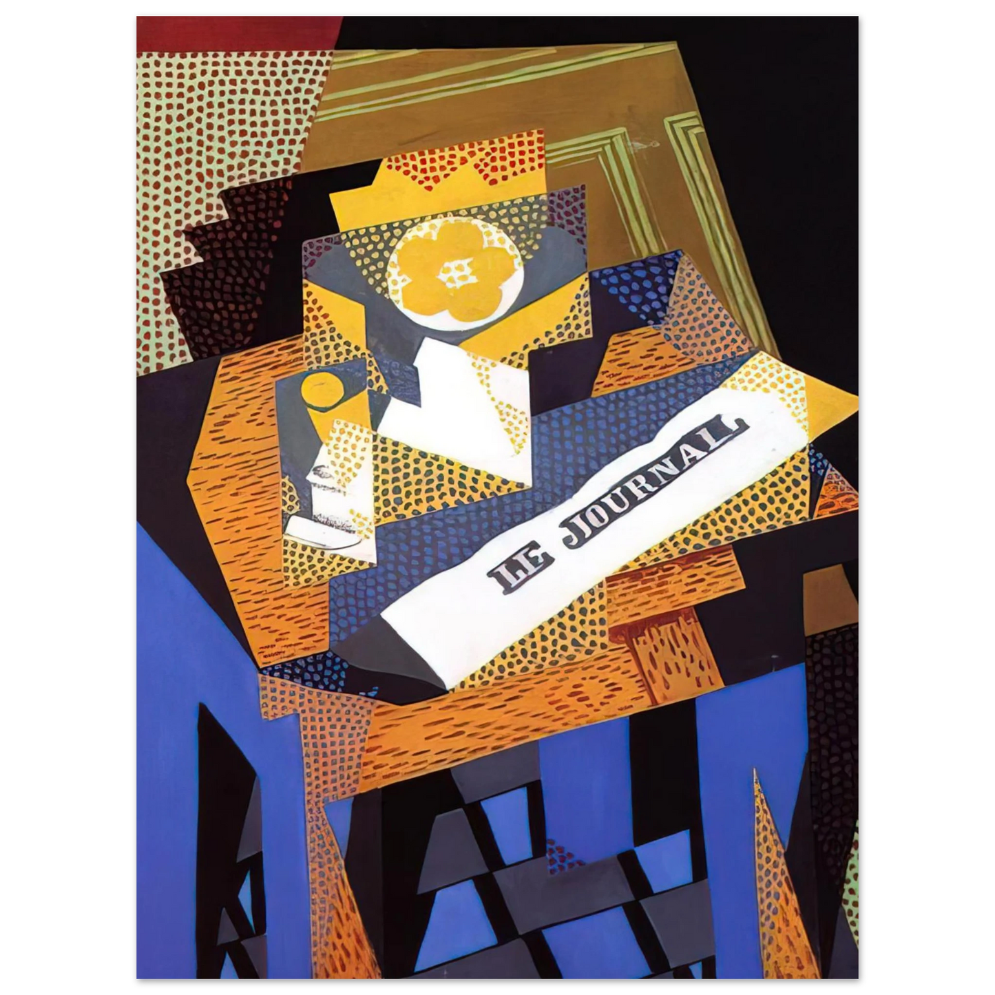 Juan Gris - NEWSPAPER AND FRUIT DISH 1916 75x100 cm / 30x40inches Fine Art Poster