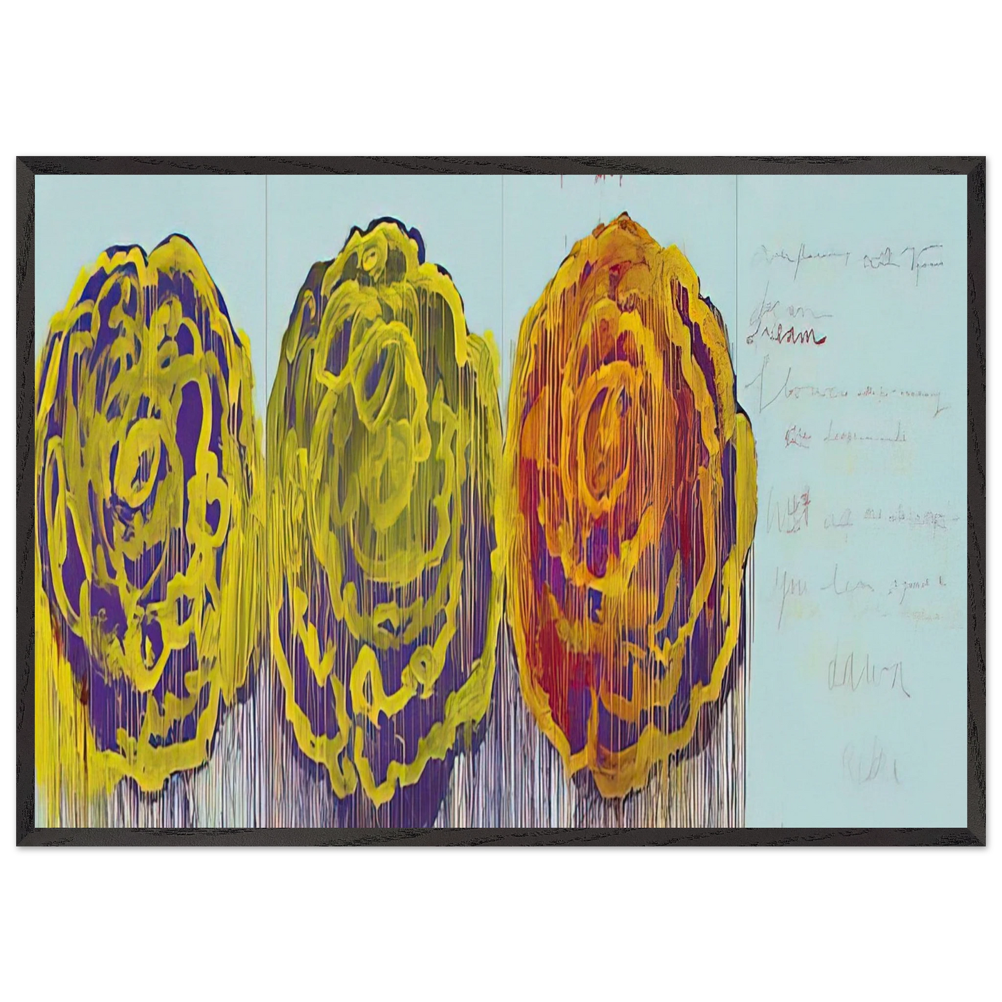 The Rose III - Cy Twombly 70x100 cm / 28x40 inches Framed Art Print – Black Wooden Frame