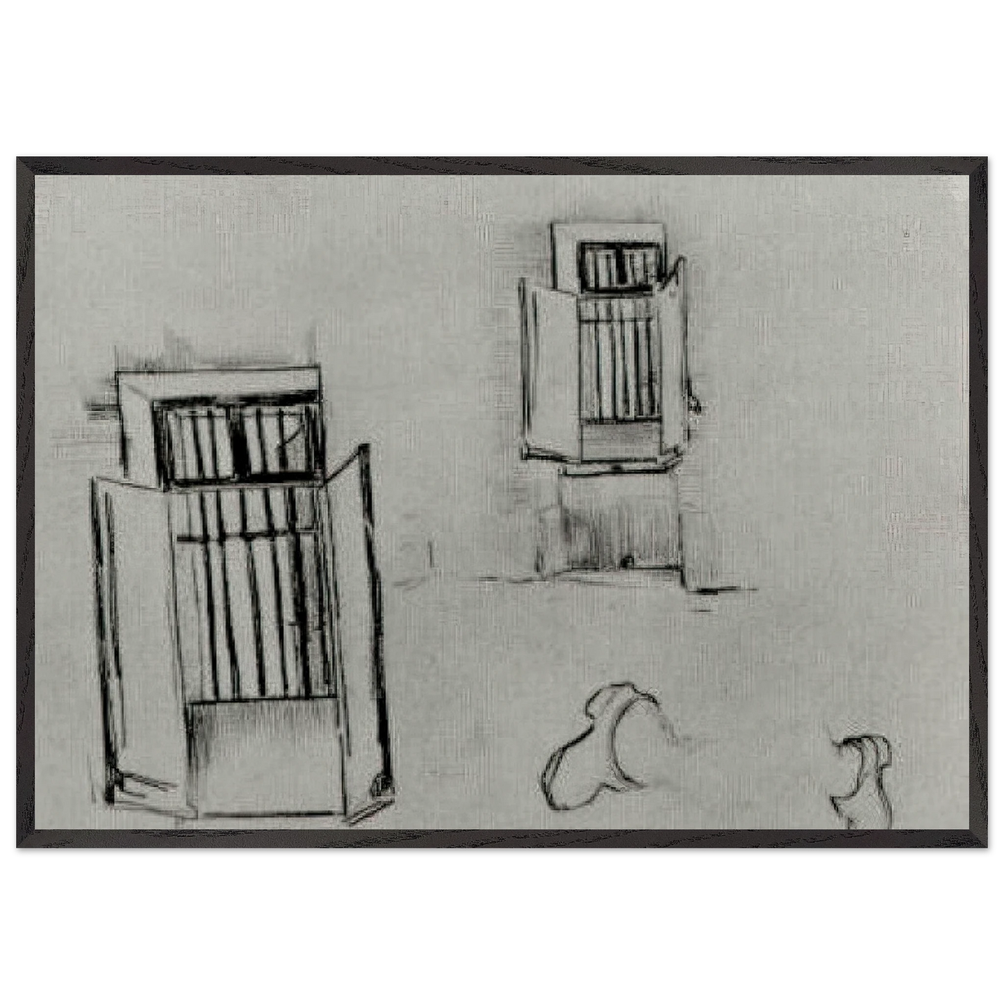 Barred Windows - Vincent van Gogh 70x100 cm / 28x40 inches Framed Art Print – Black Wooden Frame