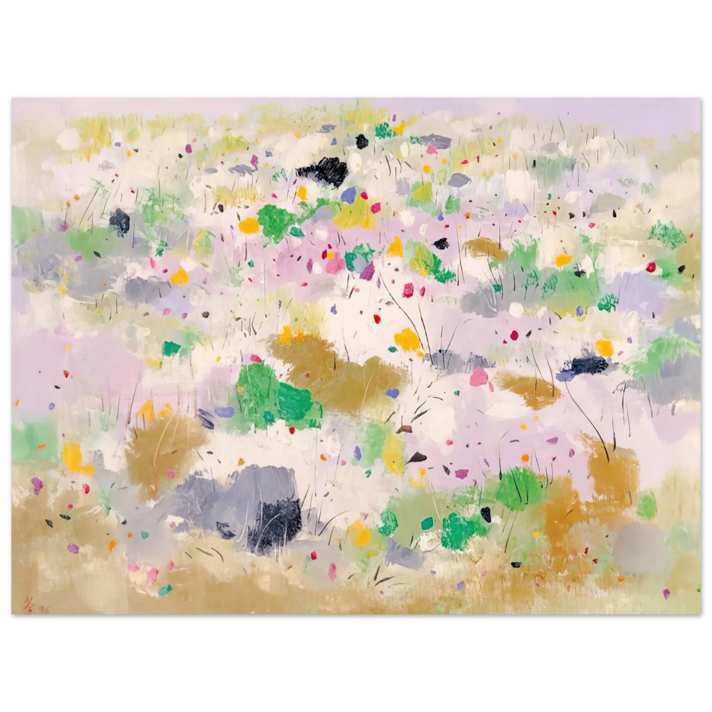 Wu Guanzhong - The Blooming Mountain - Abstract Expressionism, Ink and wash painting 75x100 cm / 30x40inches Fine Art Poster