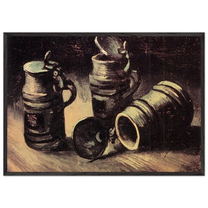 Beer Tankards - Vincent van Gogh 70x100 cm / 28x40 inches Framed Art Print – Black Wooden Frame