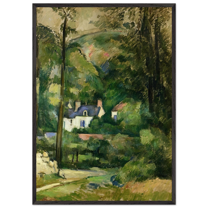 Houses in the Greenery - Paul Cezanne 70x100 cm / 28x40 inches Framed Art Print – Black Wooden Frame